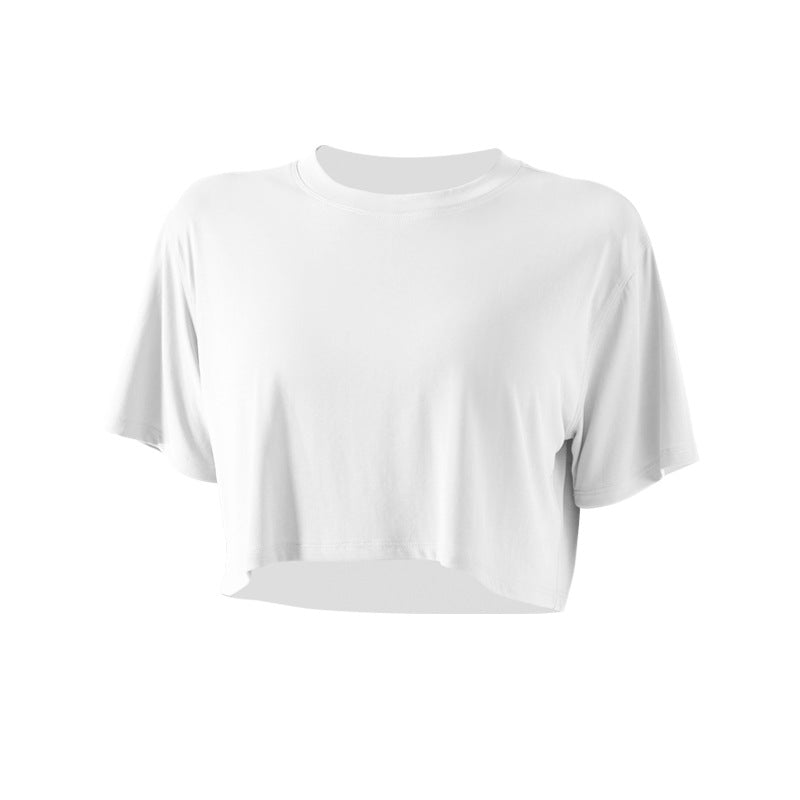 Femboy crop top white oversized modal short sleeve flat lay