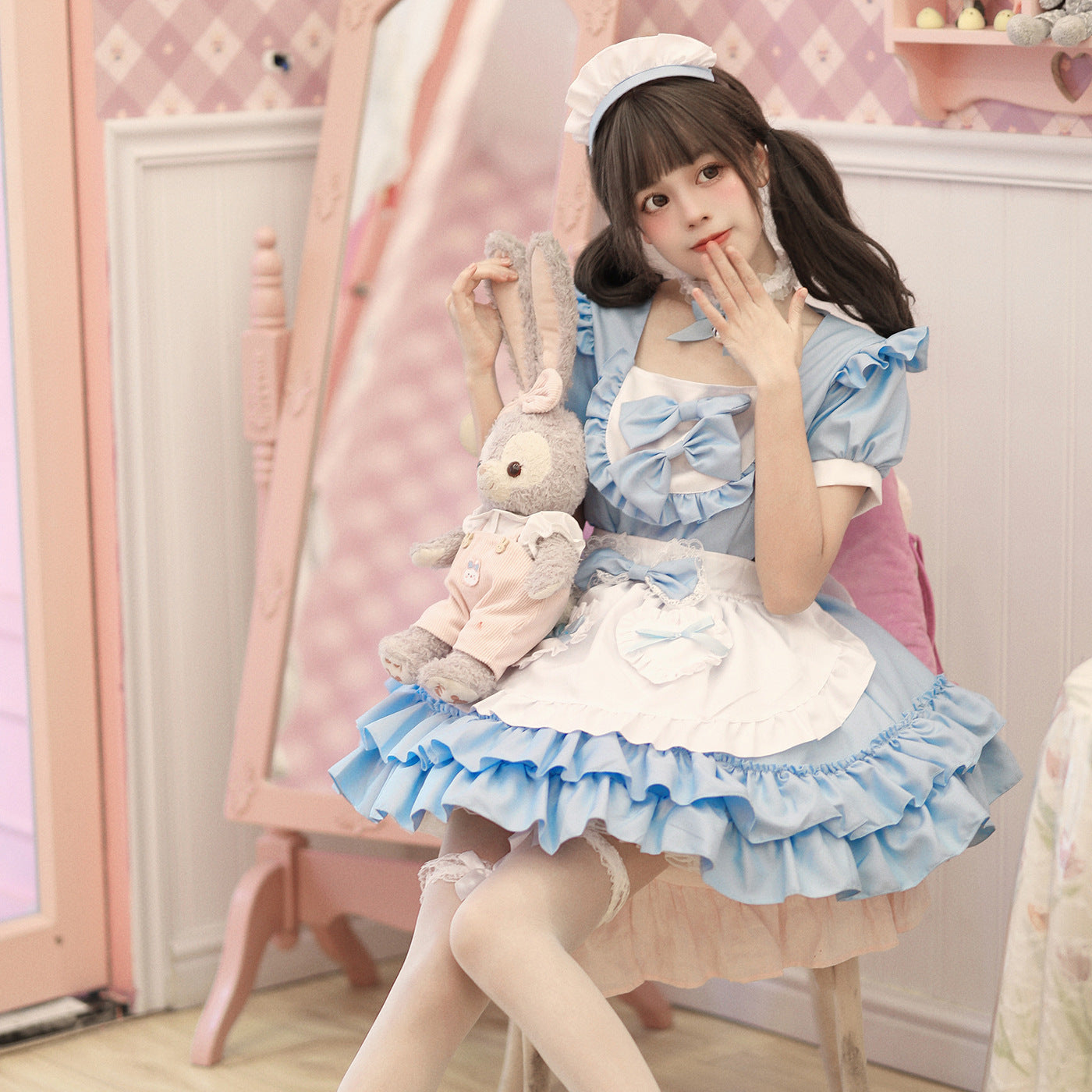 Femboy Pink Maid Cosplay Dress