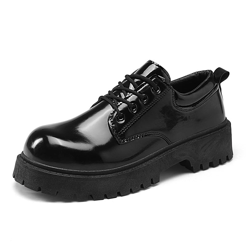 Femboy shoes black chunky platform derby patent lace up product view