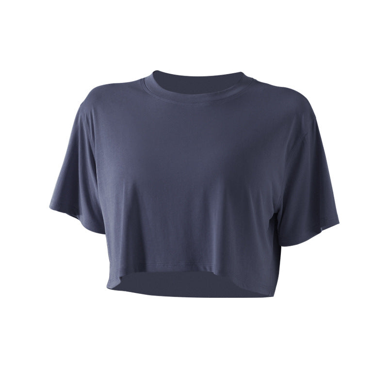 Femboy crop top navy blue modal oversized short sleeve tee