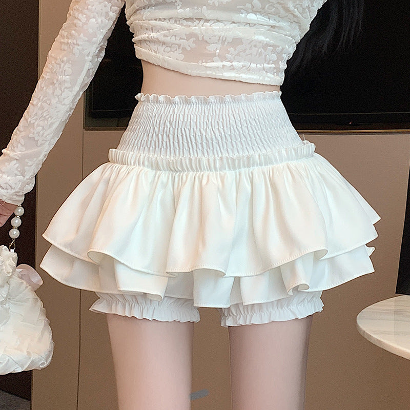 Alt: A-line femboy skirt close-up — white detail.
