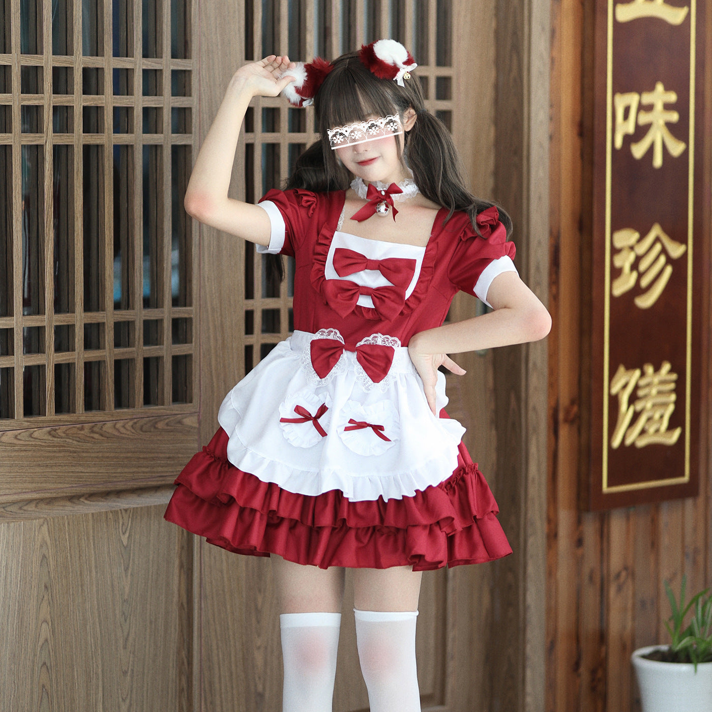 Femboy Pink Maid Cosplay Dress