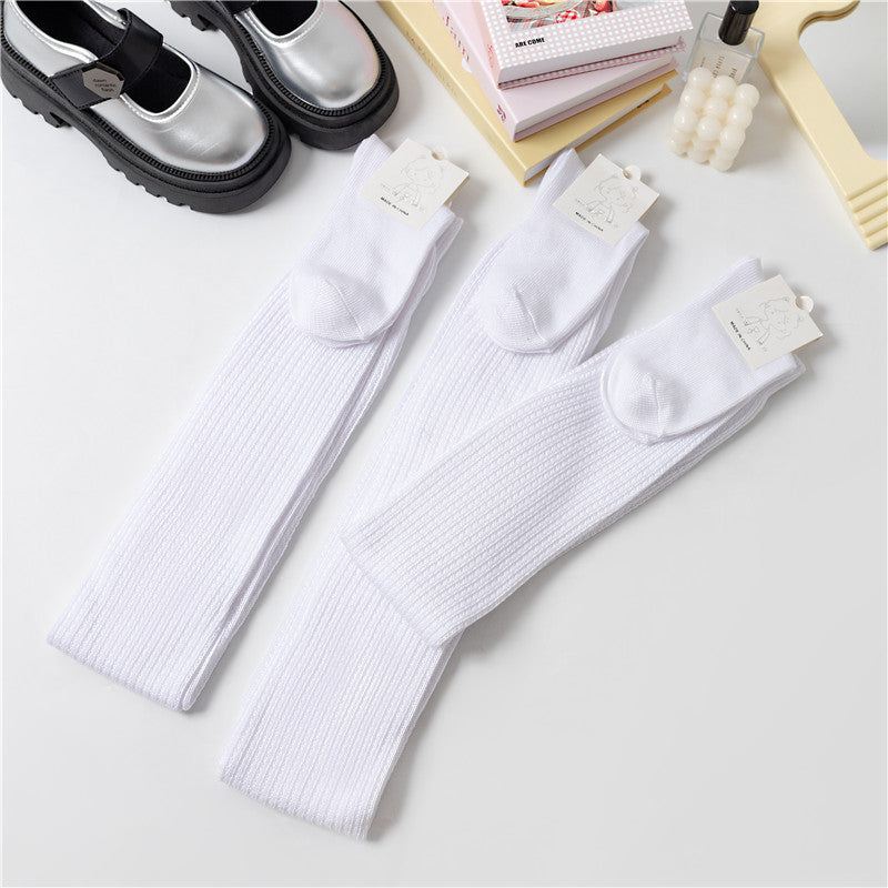 Femboy socks white cream scrunch slouch knit pair flat lay