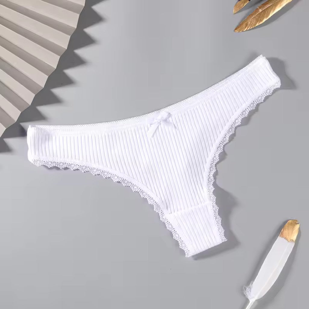 Bowknot Lace Trim Thong