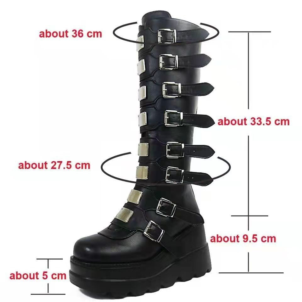 Femboy boots white buckle platform combat boot shaft measurements
