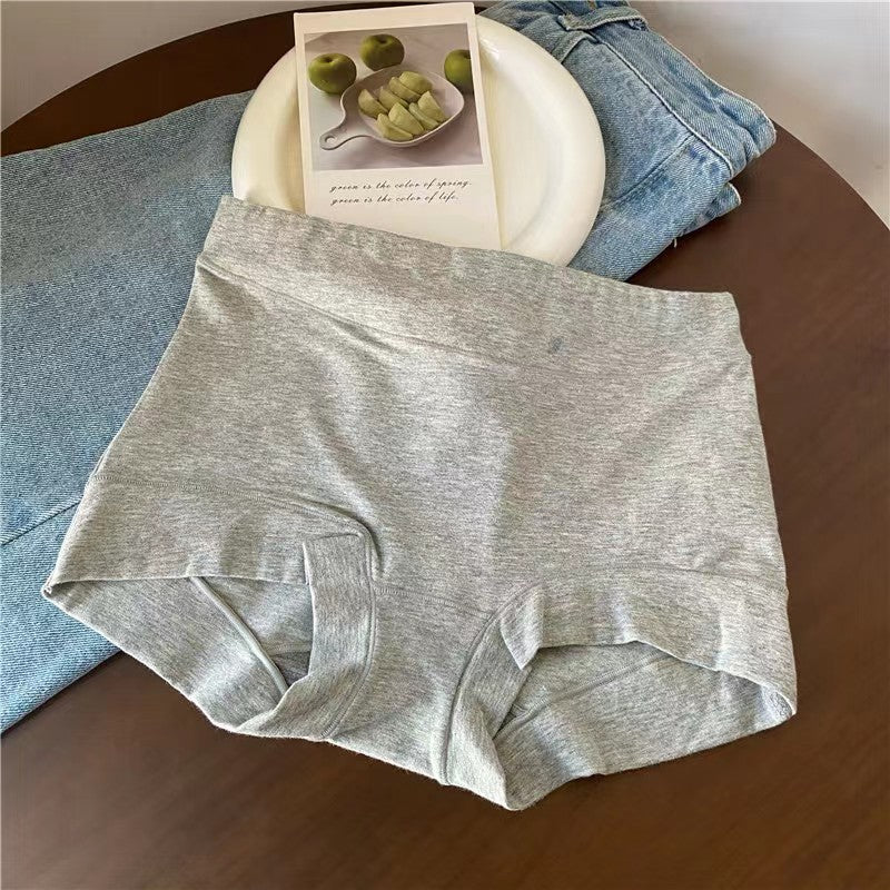Flat-lay front shot of heather grey Cotton Femboy Briefs, basic femboy outfit.