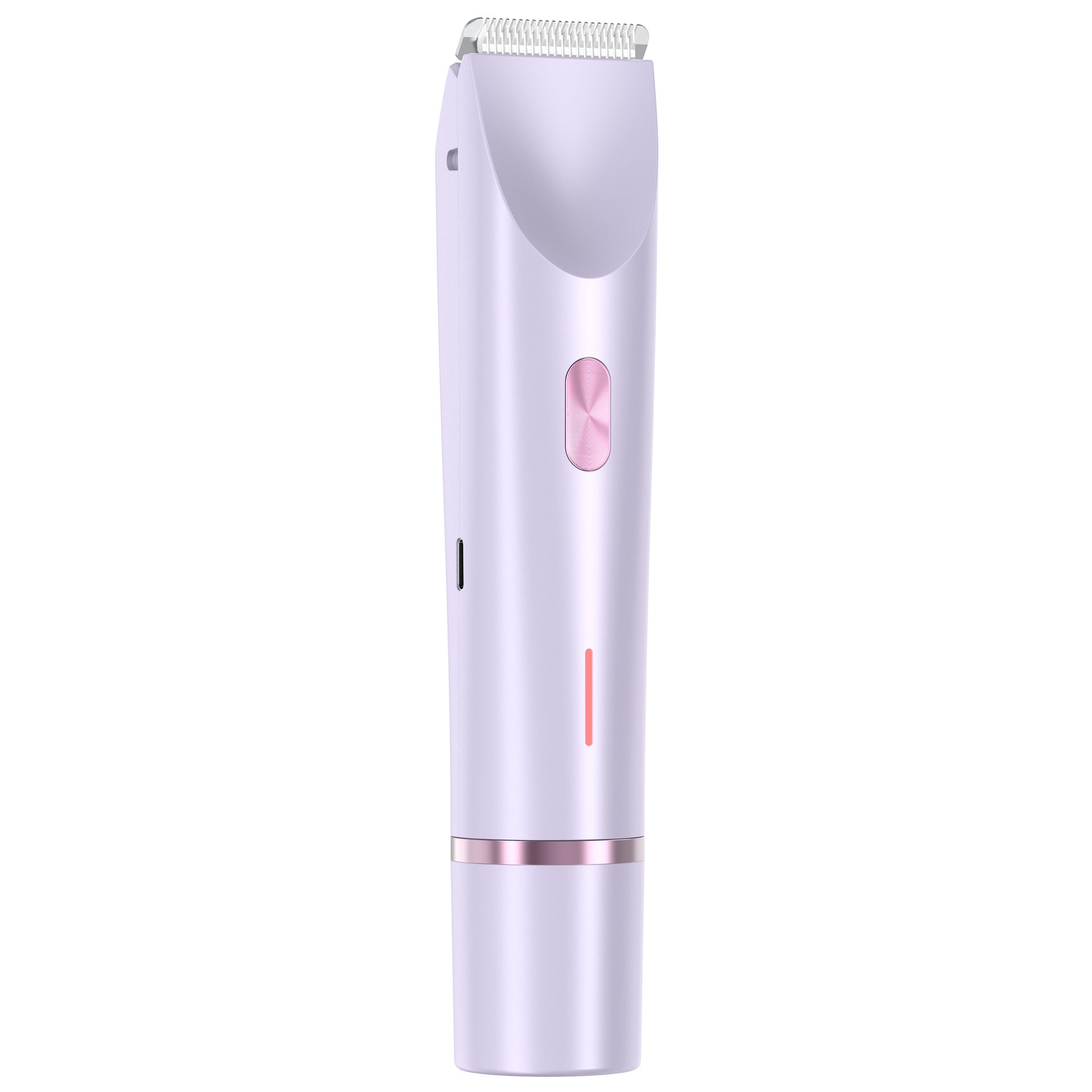 Dual head femboy shaving kit in pastel purple shown in a front-facing studio shot on a white background, compact electric trimmer designed for gentle grooming and smooth results, suitable for femboy grooming routines.