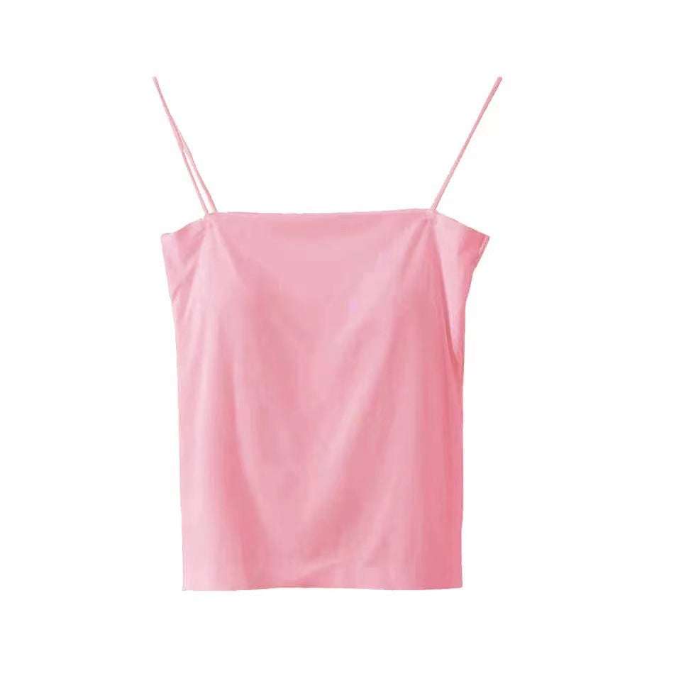 A soft pink padded long camisole with a lightweight feel, great for building stylish and playful femboy outfits, fitting seamlessly into modern femboy fashion.