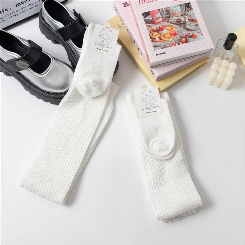 Femboy socks white scrunch slouch acrylic knit flat lay